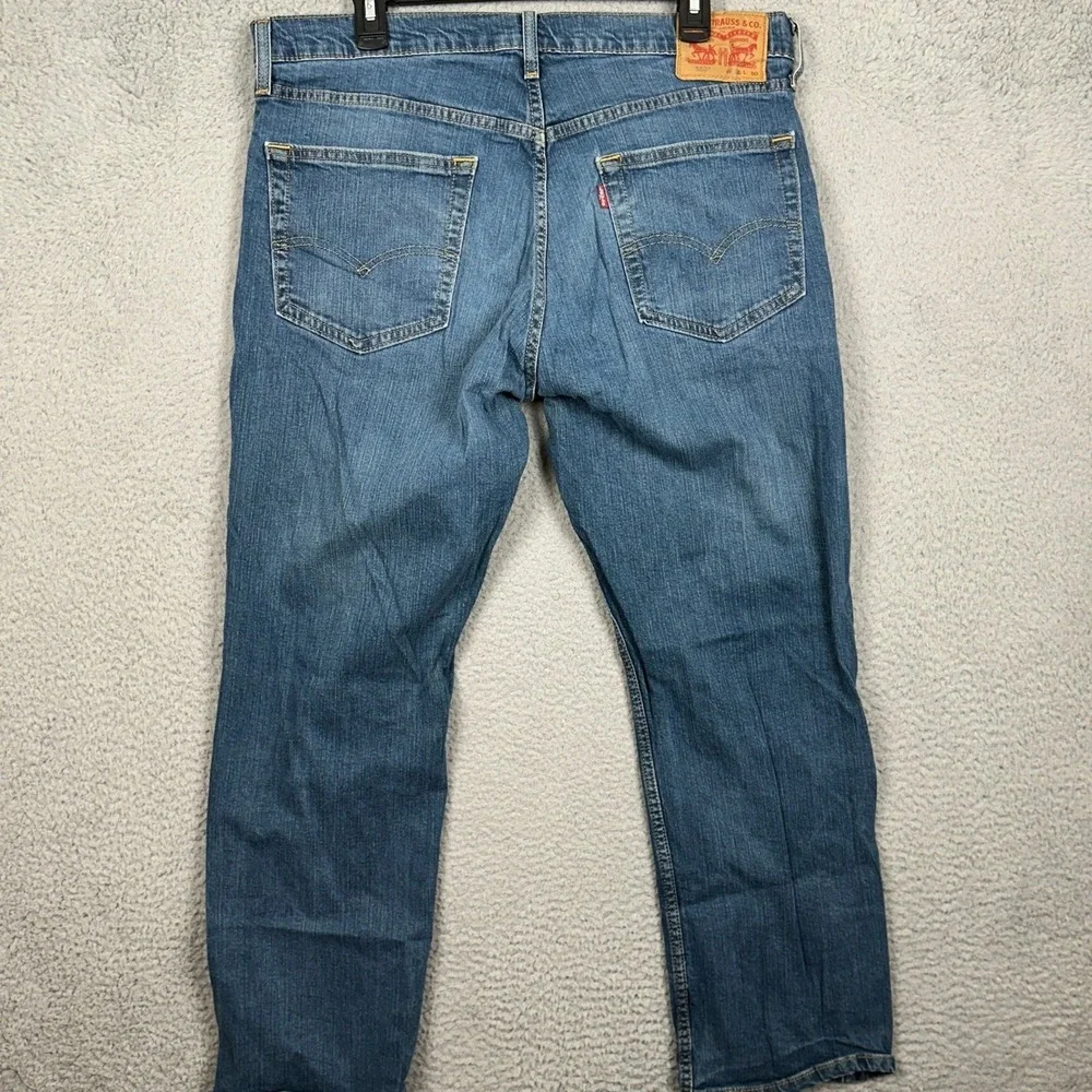 Levis 553 Jeans Mens 36X30 Blue Straight Leg Distressed 5 Pocket Stretch Denim